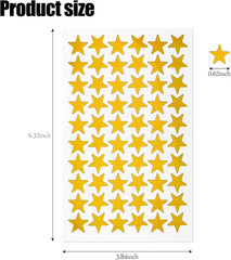 Gold Star Stickers 600 Pack Foil Reward Stickers 0.6 Inch Classroom 10 Sheets