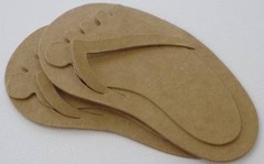 {3} FLIP FLOPS & FEET – Raw Bare Unfinished Chipboard Die cut