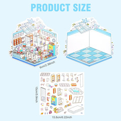 4 Sets Cute 3D Miniature Scene Stickers for Keychain Bags 3D Sticker Scene with