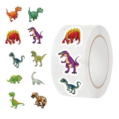 Dinosaur Sticker Rolls for Kids, 500Pcs, Circle Reward Classroom Stickers