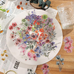 50-Pack Transparent Waterproof Watercolor Wildflower Flower Scrapbook Stickers –