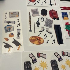Creative Memories 15 Sticker Blocks and Strips Music School Dogs Bows Balloons