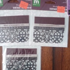 Making Memories Vintage Sentiment Scrapbooking Embellishments Lot Metal Fabric