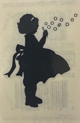 LITTLE GIRL MINI Mylar Stickers (1pc)Child Blowing Bubbles•Kid •Card Making•