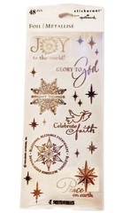 Religious Christmas stickers Silver Foil Hallmark NEW 48 count 4 Sheets
