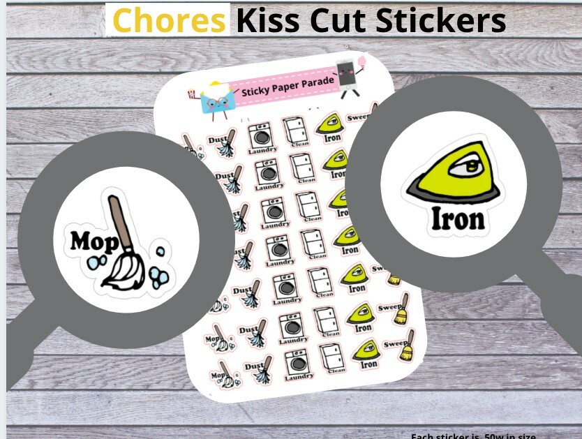 Chores Planner Stickers #72 / Planner Stickers  / Journal Stickers 