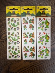 NEW RARE LOT OF 3 FRANKLIN THE TURLE SANDYLION STICKERS- FUZZY GREAT CONDITON