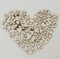 Small Wooden Mixed Hearts 6mm, 8mm, 10mm & 12mm – 50,100,250,500,1000 Pieces