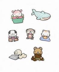 Hubman & Chubgirl 7 Assorted Vinyl Stickers Cute Animal Decals