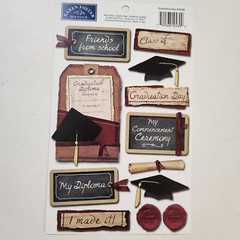 NEW Scrapbook SCHOOL GRADUATION Embellishments Stickers Rub-On Titles Ribbon