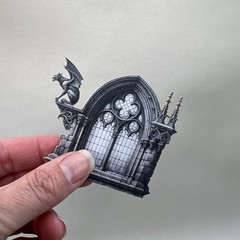 Gothic Window Cardstock Stickers Halloween Junk Journal Collage Scrapbooking