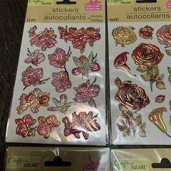 Sunflowers Daffodils Flowers Magic On Rub-0n Permanent Stickers 3D Metallic Lot
