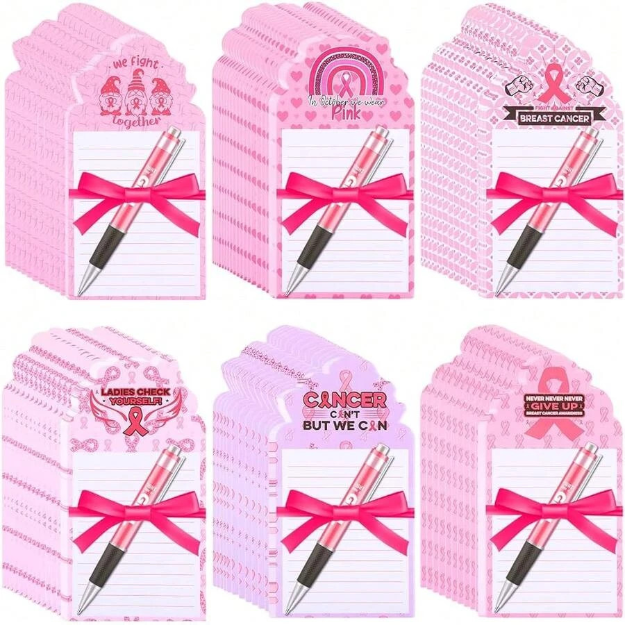 NEW Breast Cancer Awareness Die Cut Notepad Pens Ribbons FREE SHIPPING