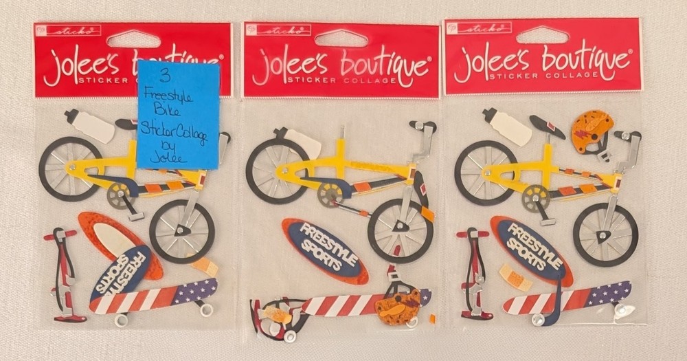 Lot 3 Jolee’s Boutique Freestyle Bike Scrapbook Stickers BMX Dimensional EK