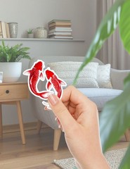 Red Koi Fish Die Cut Vinyl Stickers Set Scrapbooking Laptop Waterbottle