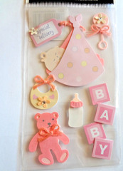 Sandylion Essentials Dimensional Stickers – BABY GIRL Special Delivery, NEW