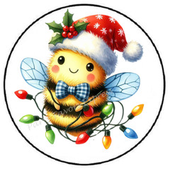 ADORABLE BEE CHRISTMAS LIGHTS ENVELOPE SEALS LABELS STICKERS PARTY FAVORS