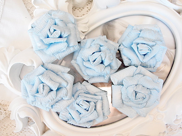 SPECIAL Baby SUBLIME BABY BLUE 6 Pk Flowers PAPER 45-50mm Manor House ConB