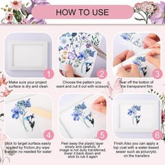 Creative 12-Piece Fresh Flower Rub-On Transfers for DIY Décor – 5.5 x 5.7 Inches