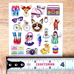 Violette Stickers – 1980s Nostalgia – 1 80s Retro Vintage Sticker Sheet – Crafts