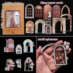 12pcs Small Vintage Junk Journal Door Elements Paper Cards Cardstock Ephemera
