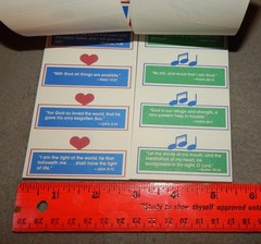 5 Packs Vintage Gummed Scripture Stickers (1 1/8″ x 2 5/8″) 300 total, new