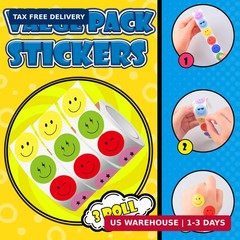 1500Pcs Smiley Face Stickers for Kids Sticker Rolls | Reward Stickers for Kids,