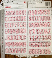 ELLA Wht Red/Pink HEARTS Chipboard 108 Alphabet & Numbers 30mmHigh&5-27mmWide L7