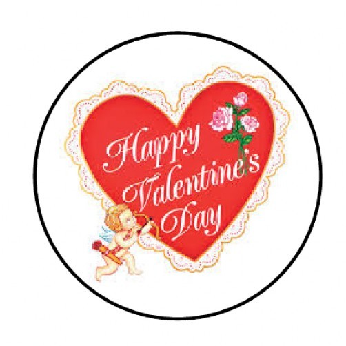 48 HAPPY VALENTINES DAY HEART CUPID ENVELOPE SEALS LABELS STICKERS 1.2″ ROUND