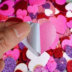 180 Pcs Valentine Foam Heart Stickers Red, Pink, Rose, White and Purple
