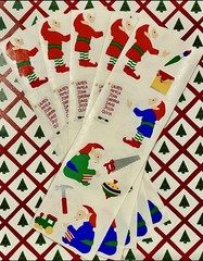 (1) Vintage 1993 Mrs. Grossman Christmas Working Elves 2×6 Sticker Strip
