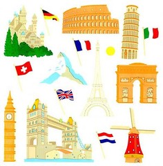 Mrs Grossman’s EUROPEAN Landmarks Big Ben Eiffel Tower Scrapbook Stickers 2 Sh
