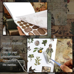 4 Pack Vintage Washi Stickers and Papers for Scrapbooking, 4×40 Sheets Ephemera