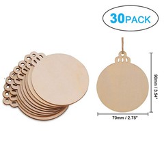 30 Pcs Unfinished Paintable Blank Wooden Christmas Festival Decoration Orname…