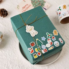 2 Rolls Cute Merry Christmas Cartoon Label Gift Box Series Stickers Decorations