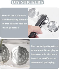 2 Inch Embossed Seals, 250 Pcs Serrated Edge Stickers, Self-Adhesive
