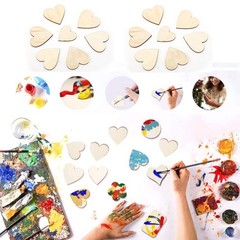 100pcs Different Sizes Rustic Wooden Pattern Love Hearts Shaped Wood Slices D…