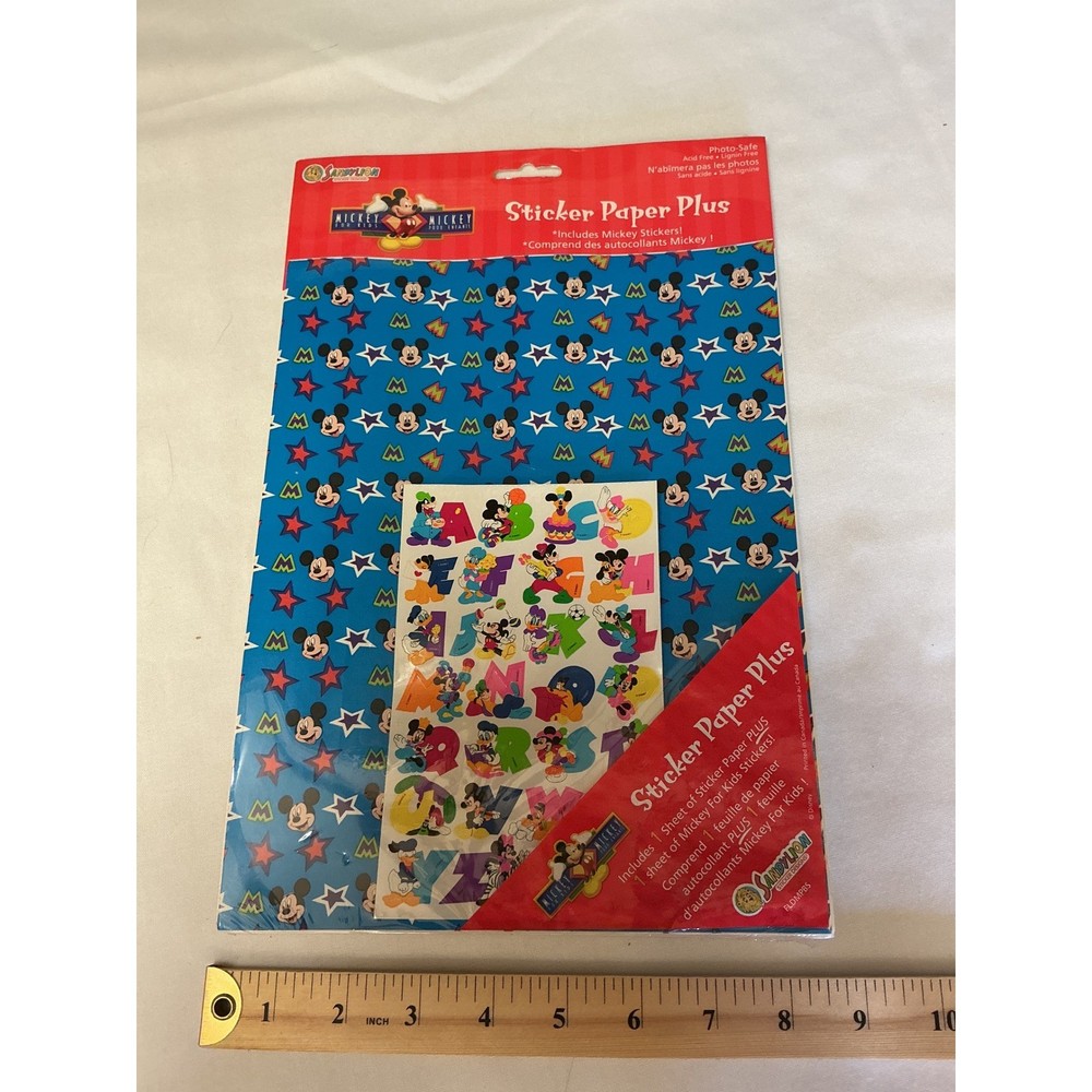 Vintage Sandylion Disney Mickey Mouse Sticker Paper Plus Blue Stars Alphabet NIP