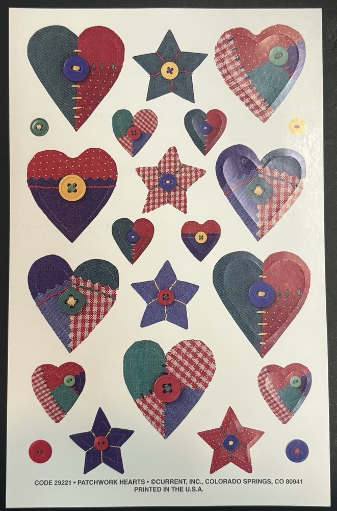 Current Sticker Sheet – Vintage – Patchwork Hearts