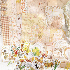 100Pcs Vintage Floral Scrapbook Paper Journaling Stickers Assorted Set, Material