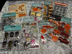 Stampin Up/Jolee’s Halloween Lot Stickers/DSP/Paper pumpkin Boxes Skulls Carving