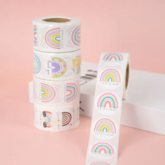 500pcs 1.5in Rainbow Sticker Thank You Print Wedding / Birthday Gift Wrap Decor