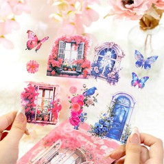 Windows Garden Shop PET Stickers Book Bullet Journals Card Scrapbooking Collage