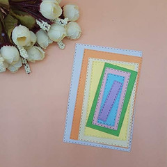 8 Pcs Stitched Rectangle Metal Die Cuts for Scrapbooking and Card Making