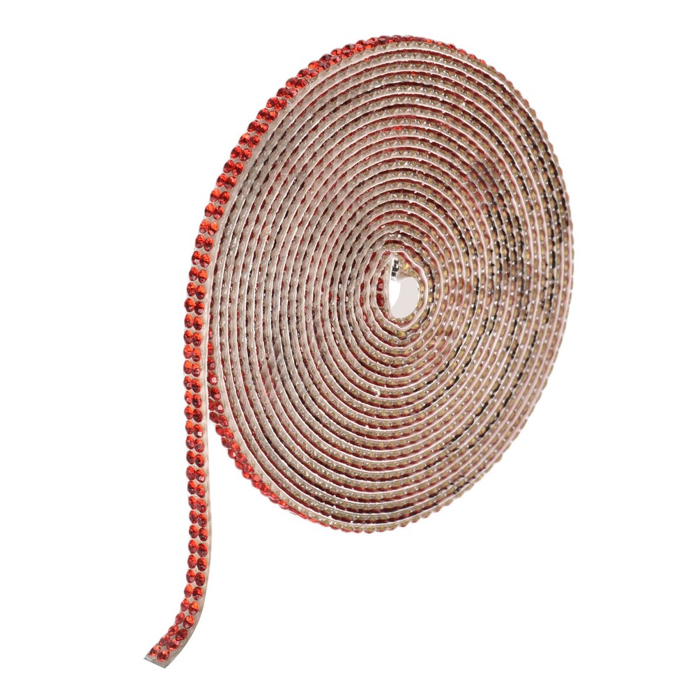 0.2 Inch Self Adhesive Rhinestone Strips 3 Yard for Crafts,Red
