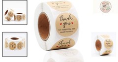 1.5» Thank You for Supporting Our Business Labels – 500 Pack of Kraft Stickers