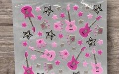 Metallic Rock Star Stickers Pink Guitars Scrapbooking Jo-Ann Busy Kids Camp NEW