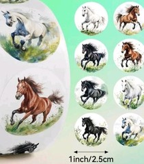 25 GALLOPING HORSE CUTE ENVELOPE SEALS LABELS STICKERS 1″ ROUND – FAST SHIP