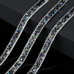 1X 108″ x 0.4″ Black Shiny Crystal Rhinestone Diamond DIY Decor Sticker Decal #B
