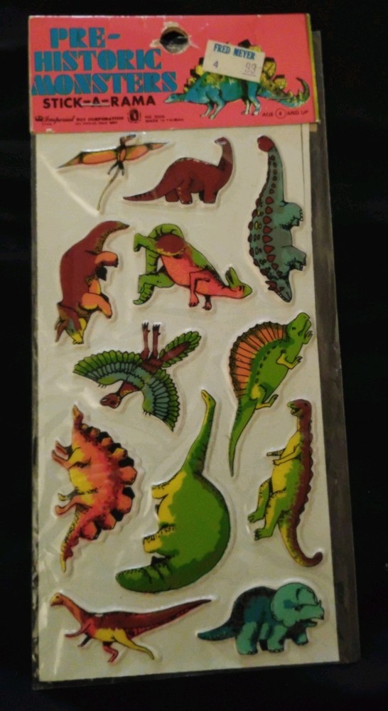 1979 Imperial Toy Corp. Puffy Stickers Pre Historic Dinosaurs Stick-a-rama NIP